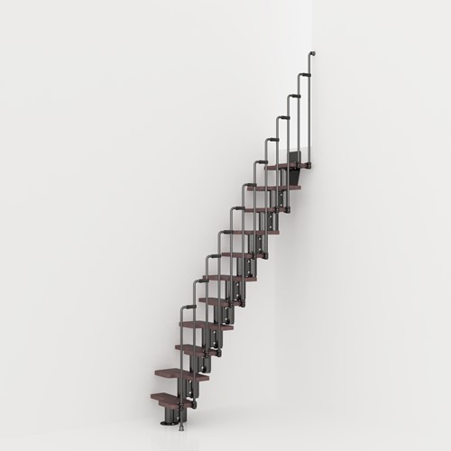 Escalier polyvalent Karina metal noir et marche en hêtre foncé