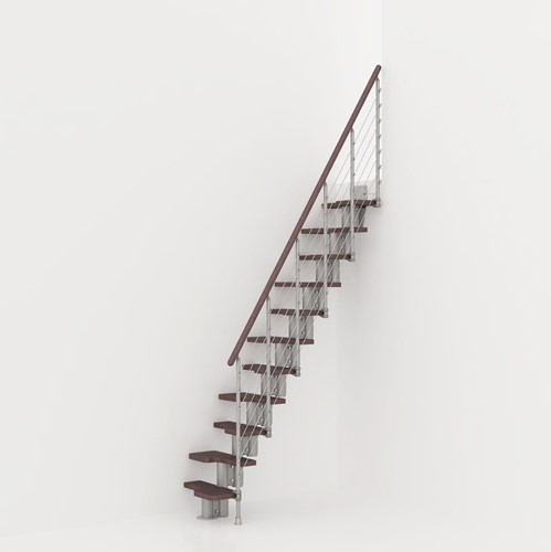 Escalier polyvalent Kya metal gris argent et marche en hêtre foncé