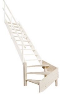Escalier de meunier avec quart de tour à droite: 75 x 163 cm de large