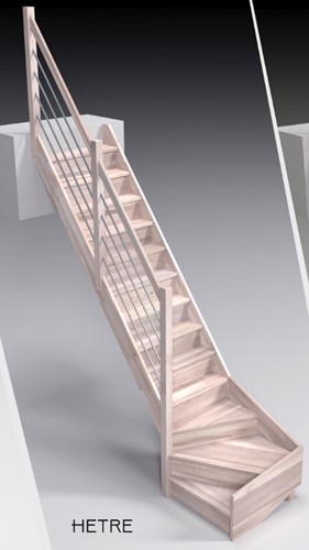 Escalier complet quart tournant gauche complet Trendy Eco en hêtre