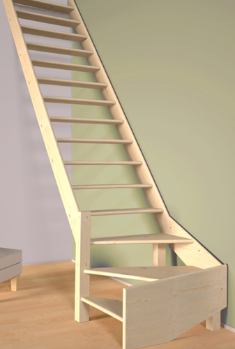 Escalier de meunier avec quart de tour à gauche: 80cm de large