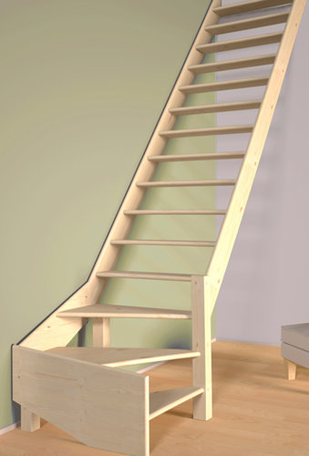 Escalier de meunier avec quart de tour à droite: 80cm de large
