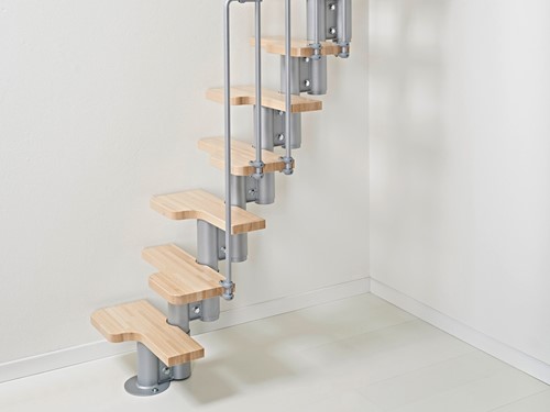 Escalier gain de place polyvalent Nice2 gris satiné et bois de bouleau clair