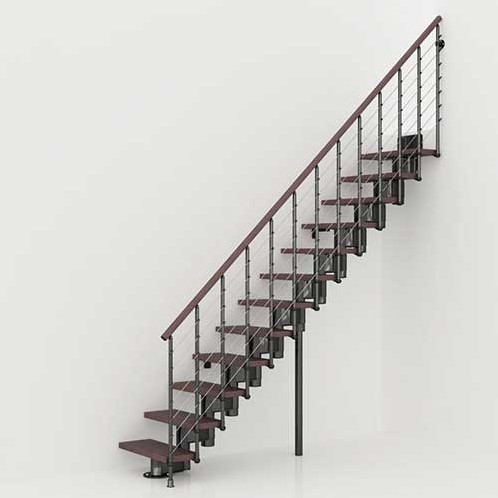   Escalier droit gain de place Berlin 74 cm métal noir et marche en hêtre clair