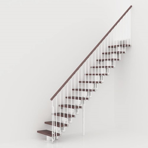 Escalier droit gain de place Berlin 74 cm metal blanc et marche en hêtre clair